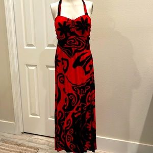 Wahine Toa XS Rayon halter dress red/black